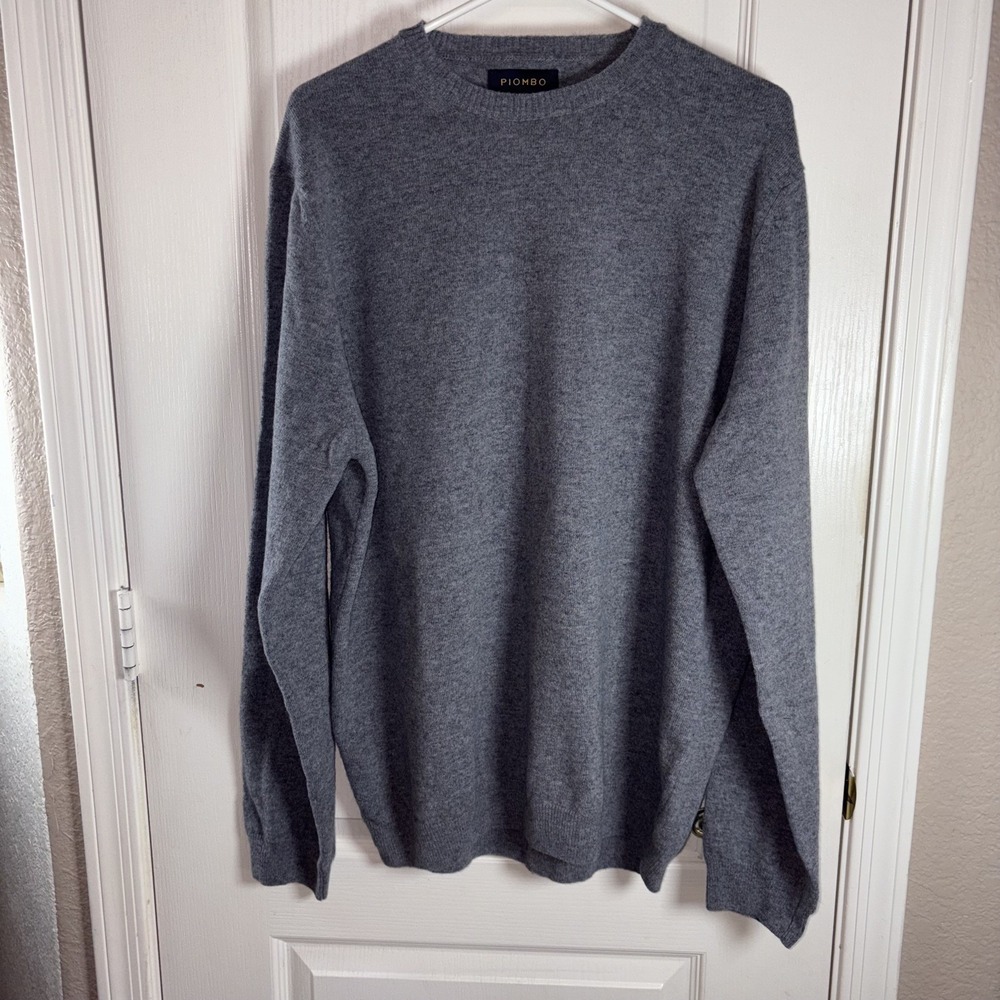 Piombo Men's 2XL Sweater NWT Italian Lambswool Gray Crew Neck Pullover MSRP $92.